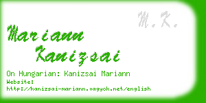 mariann kanizsai business card